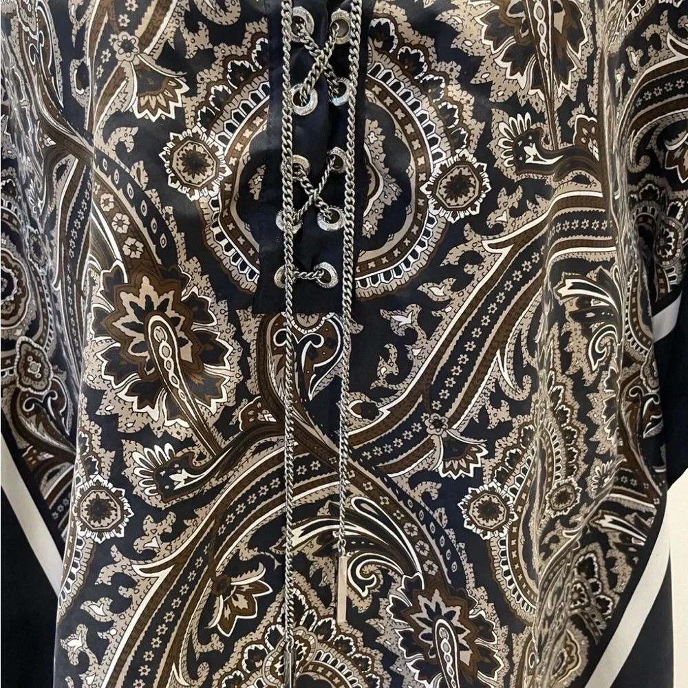 Michael Kors Blue Paisley Silk Scarf Tunic Top - NWT - Picture 5 of 8